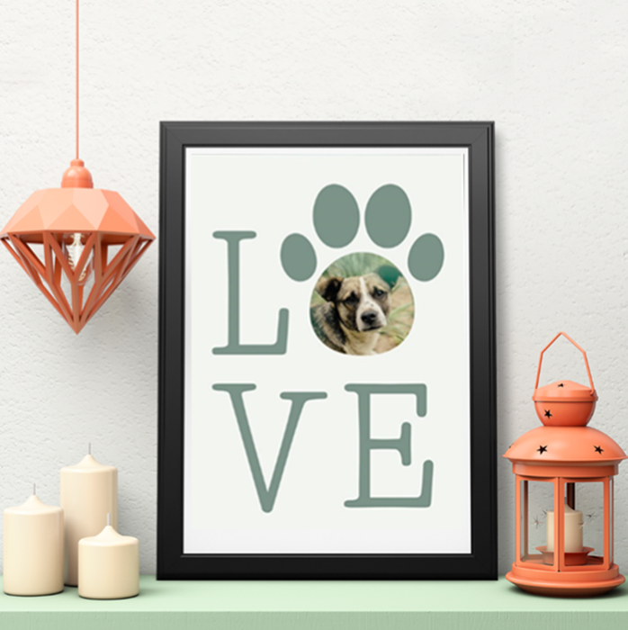 Picture of A3 Love paw print personalised poster