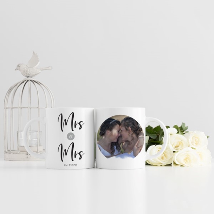 Picture of Mrs & Mrs Wedding Photo Personalised Mug