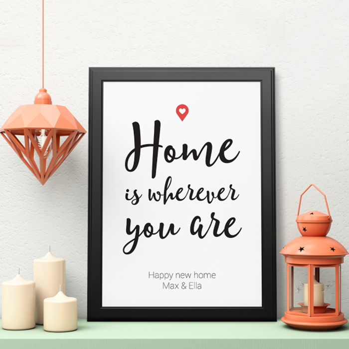 Show details for A3 Home is wherever you are personalised poster