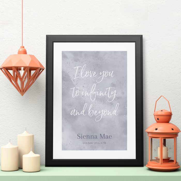 Picture of A3 Love you to infinity are personalised poster