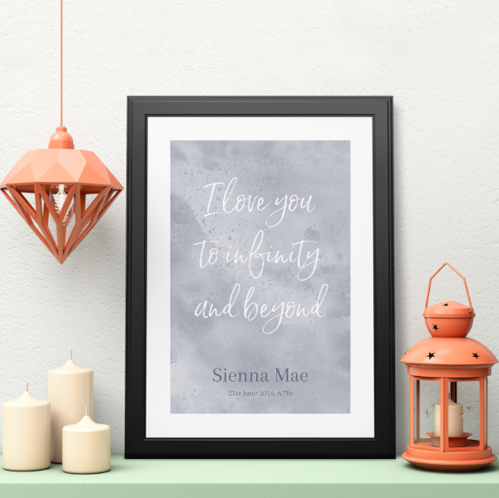 Show details for A3 Love you to infinity are personalised poster