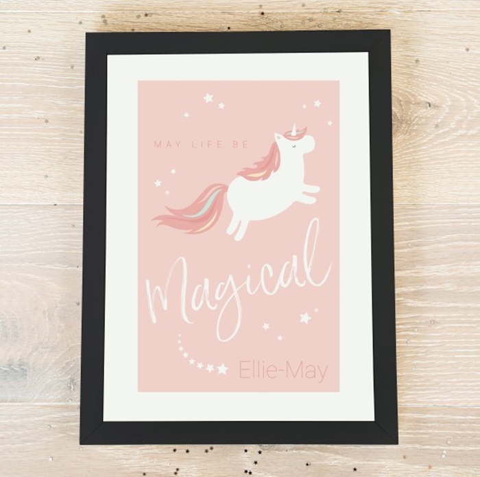Show details for A4 magical unicorn personalised poster
