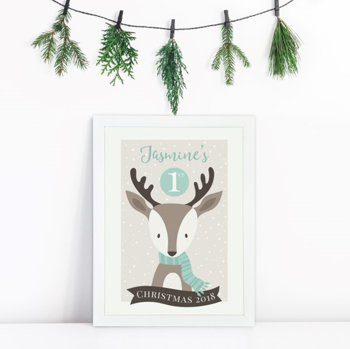 Picture of A4 1st Christmas Reindeer personalised poster