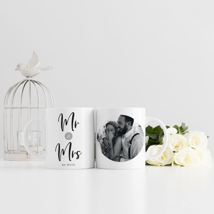 Picture of Mr & Mrs Wedding Photo Personalised Mug