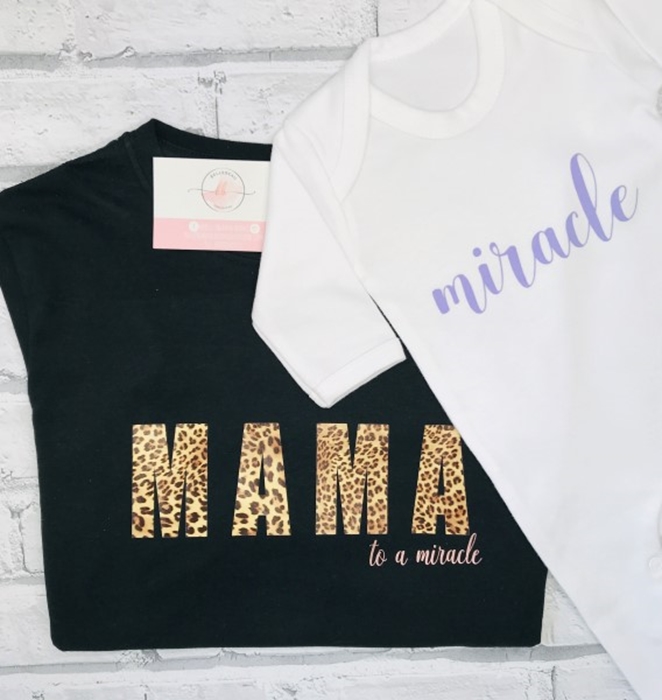 Picture of Mama and baby miracle personalised tee and sleepsuit