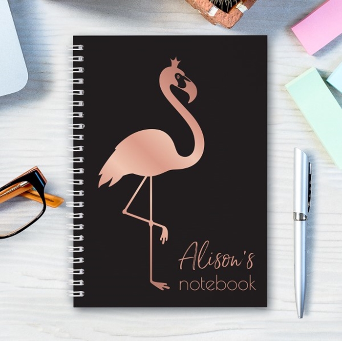 Picture of A5 rose gold flamingo hardcover spiral notebook