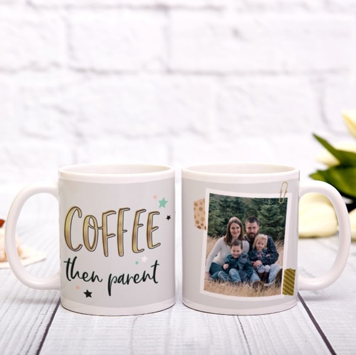 Picture of Coffee then parent photo personalised mug