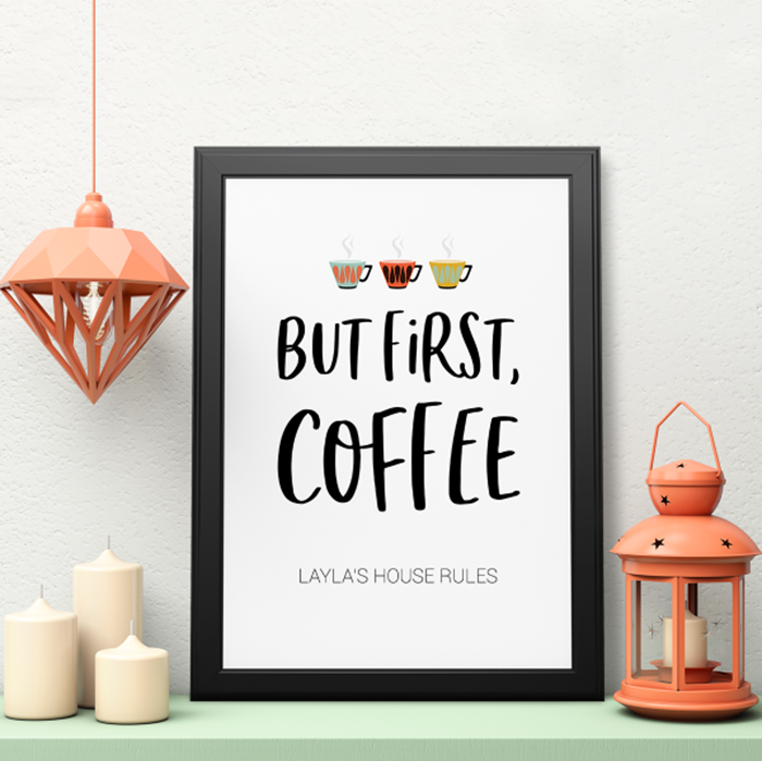 Picture of A3 But first, coffee personalised poster