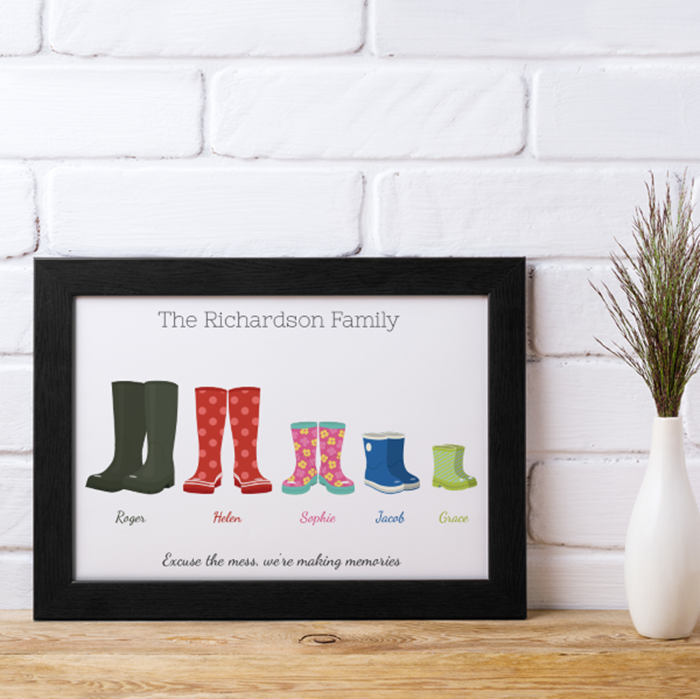Picture of A4 Wellies family personalised poster