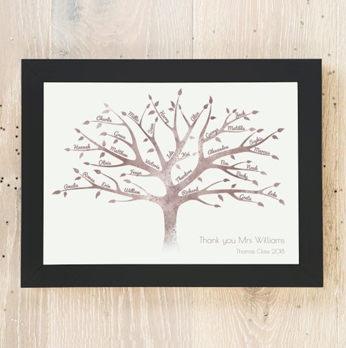 Show details for A4 Watercolour Teacher Thank You Tree personalised poster