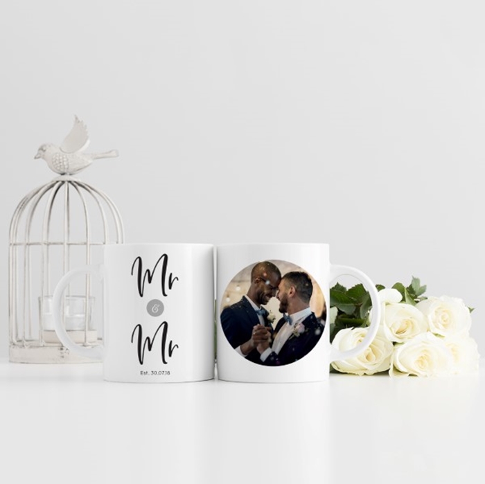 Picture of Mr & Mr Wedding Photo Personalised Mug