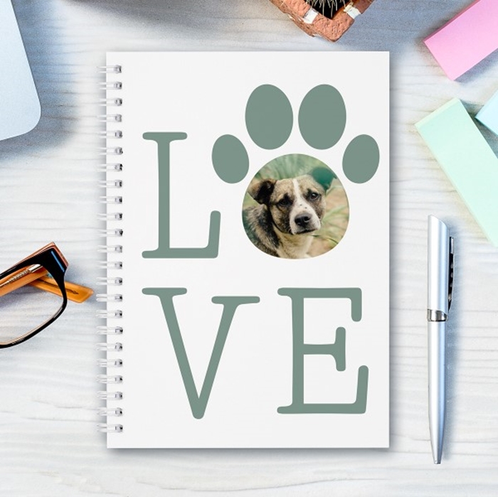 Picture of A5 Love Paw personalised notebook
