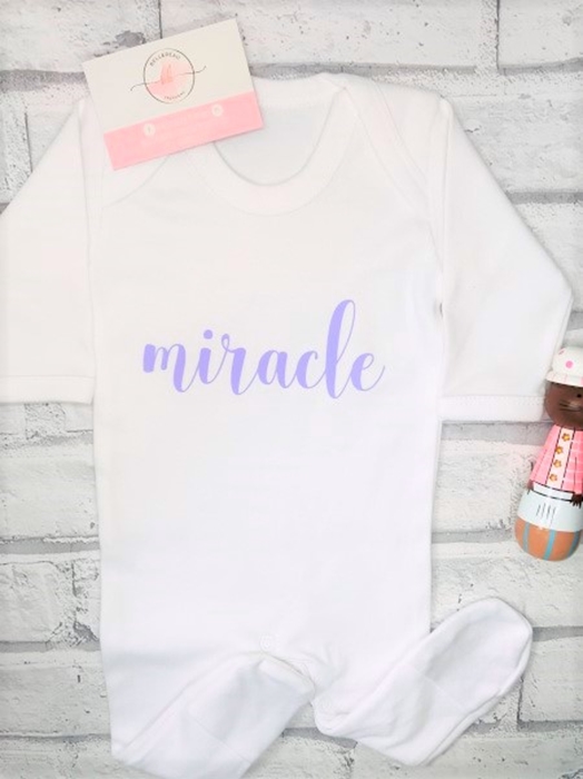 Picture of Miracle baby personalised white sleepsuit