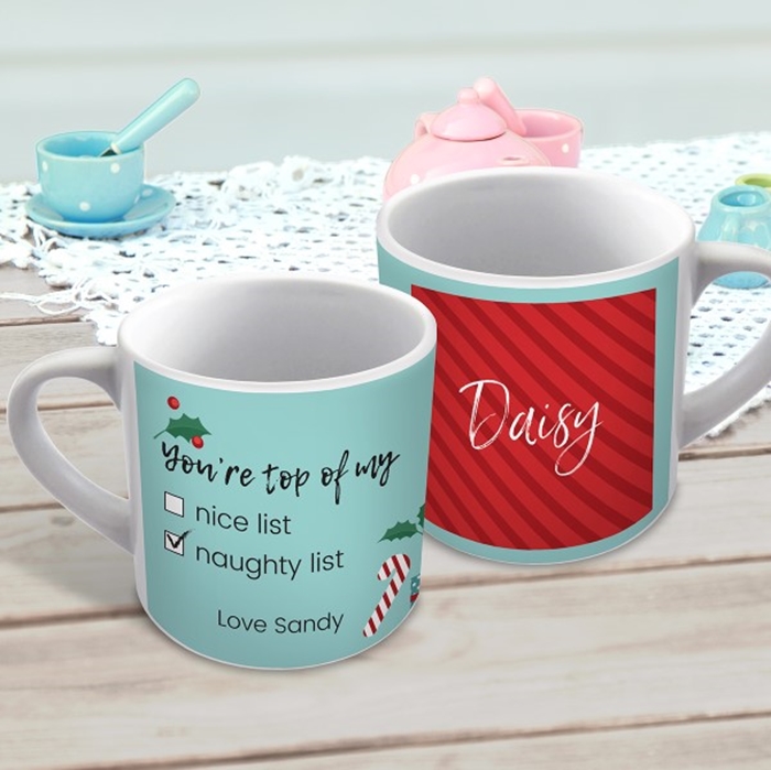 Show details for Naughty list Christmas child's personalised mug