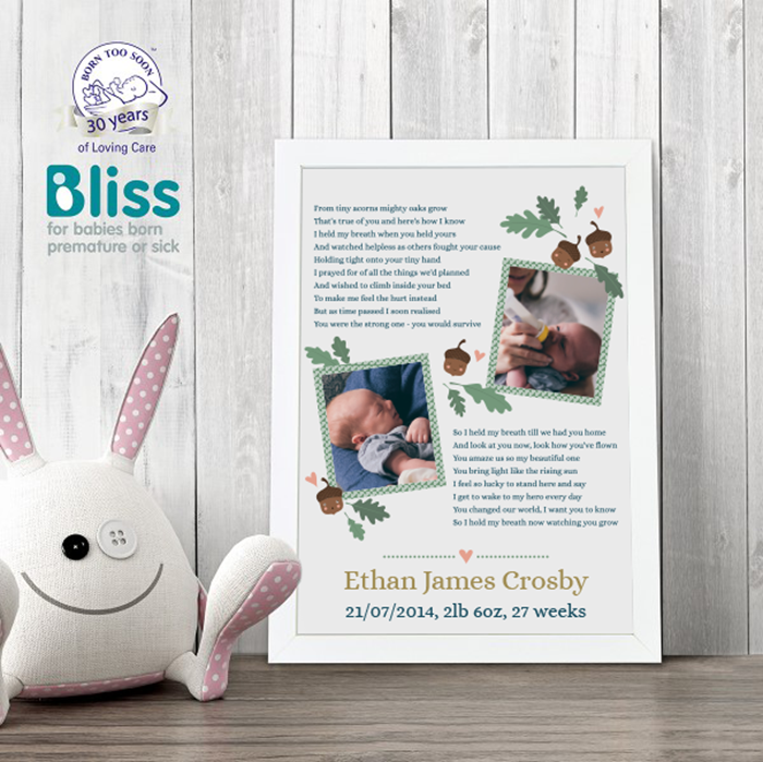 Show details for Tiny acorns premature baby poem personalised poster