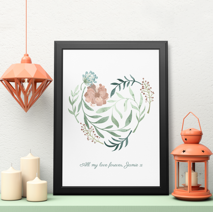Picture of A3 Heart in bloom personalised poster
