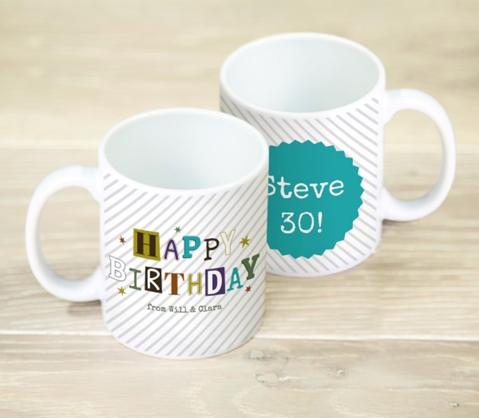 Picture of Happy Birthday Stripes personalised mug