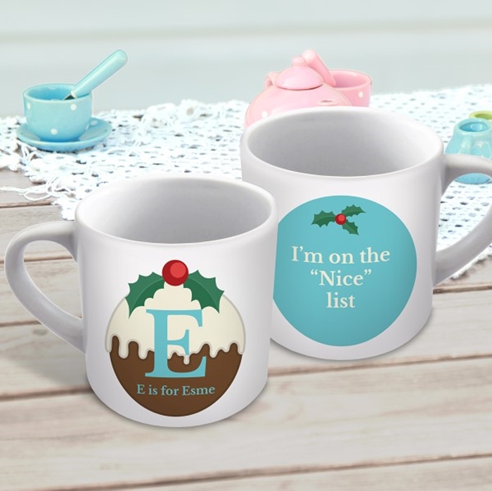 Picture of Christmas pudding letter child's personalised mug