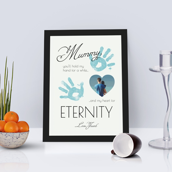 Picture of Mummy Aqua hand print personalised poster