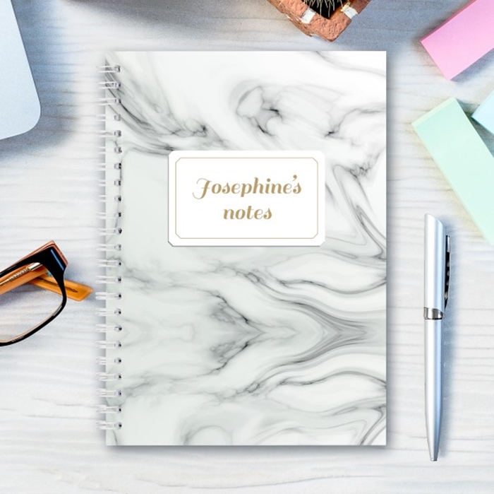 Picture of A5 marble spiral personalised notebook