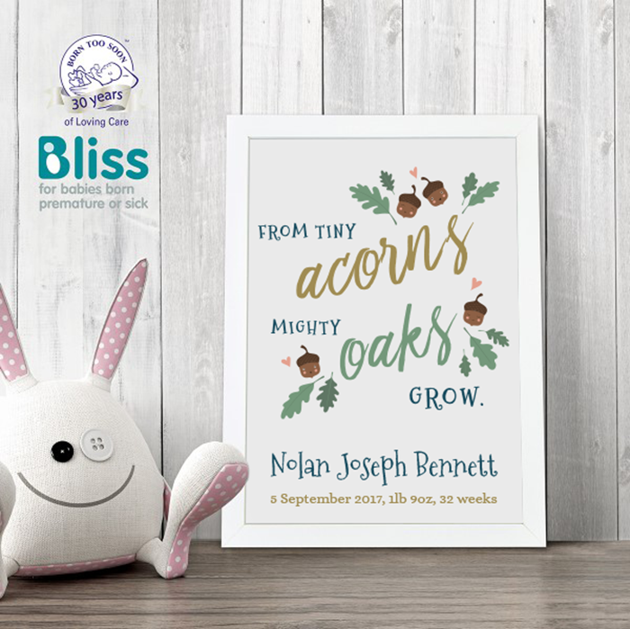 Show details for From tiny acorns personalised poster 