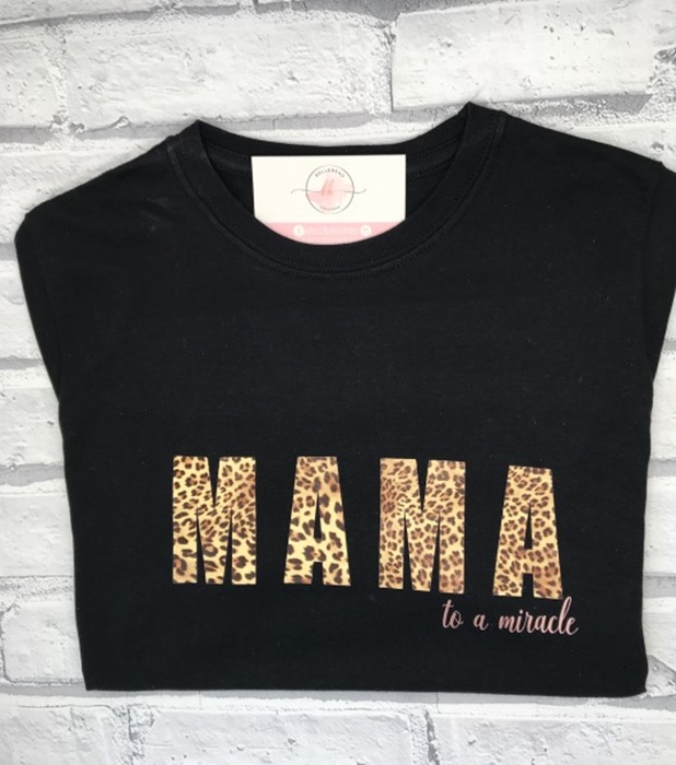 Show details for Mama to a miracle personalised black t-shirt