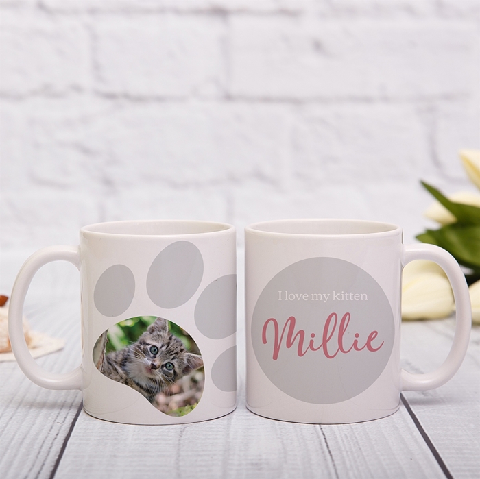 Picture of Paw print photo personalised mug