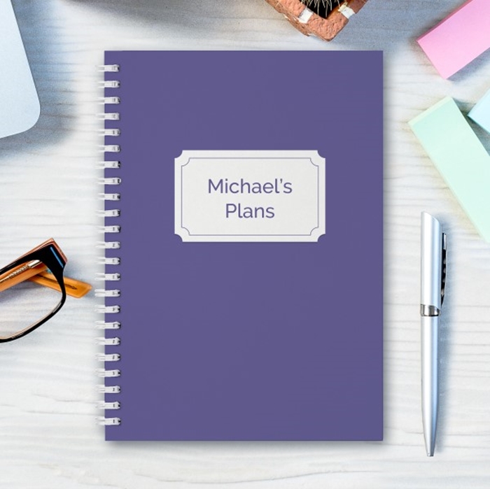 Picture of A5 purple spiral personalised notebook